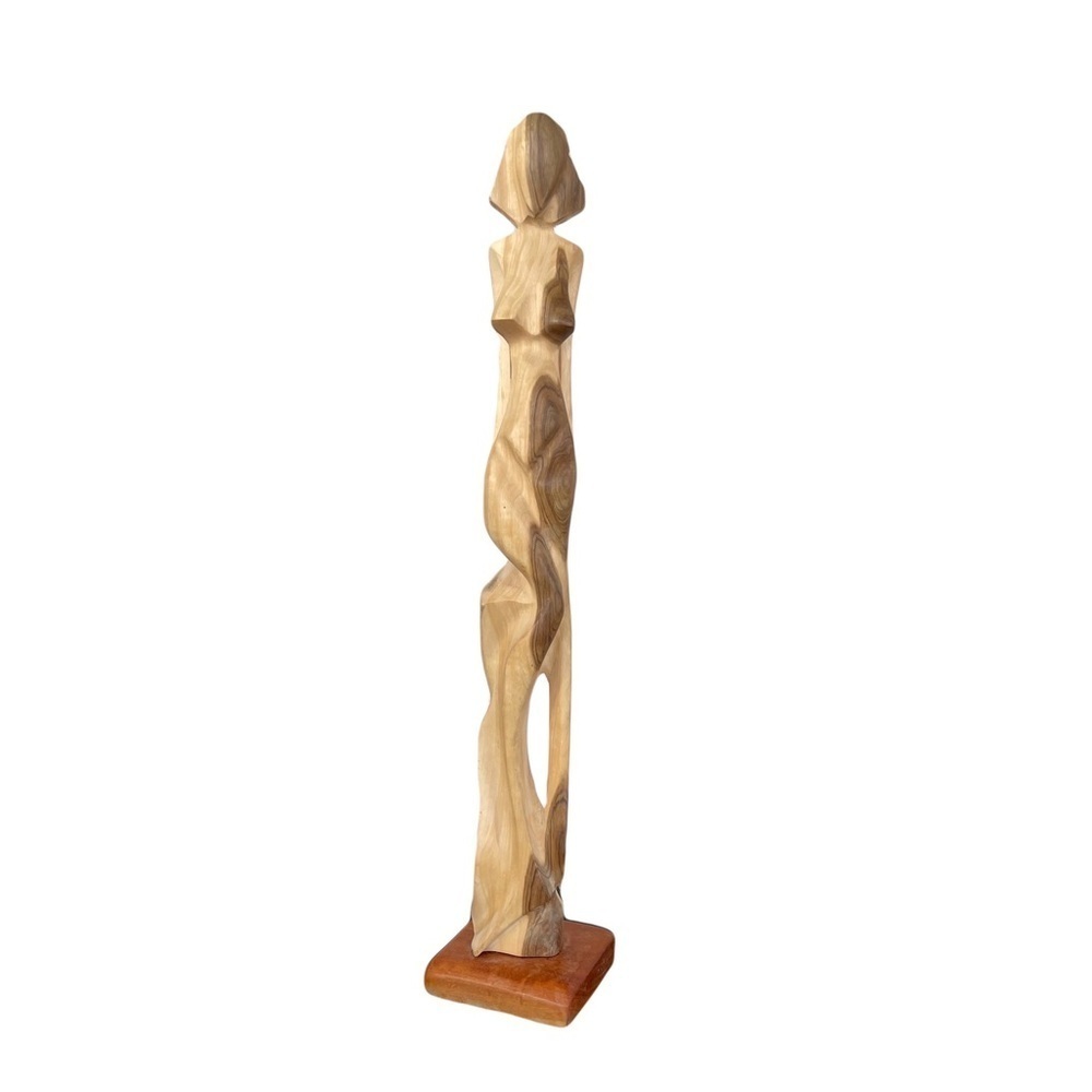Nude Lady Wooden Art Nouveau Sculpture